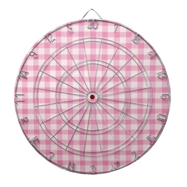 Tabla Dardos Padrão Xadrez Rosa Bebê (Frente)