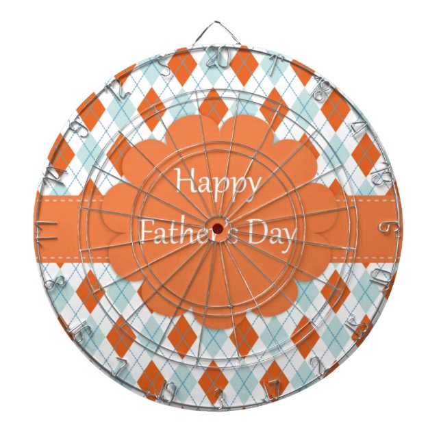 Tabla Dardos Pai Padrão Laranja Argyle Elegante (Frente)