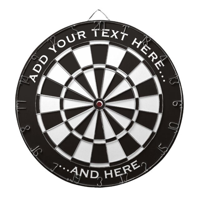 Tabla Dardos Painéis Pretos e Brancos com texto personalizado (Frente)