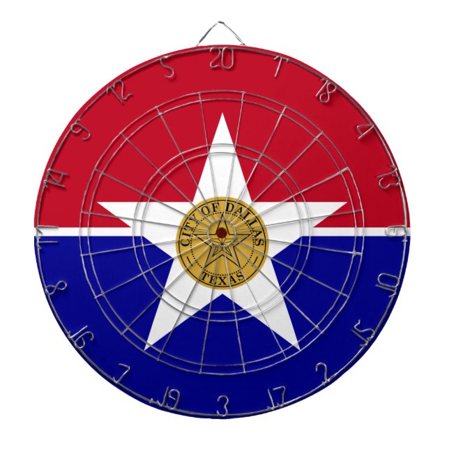 Tabla Dardos Painel com Bandeira da Cidade de Dallas, EUA (Frente)