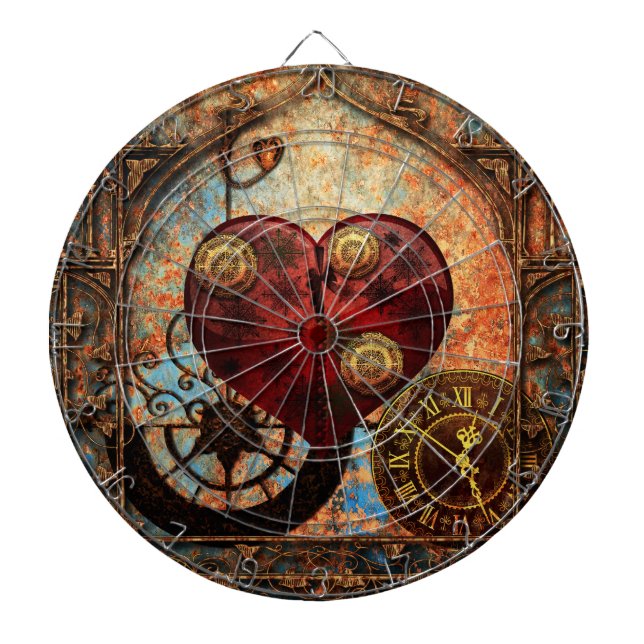 Tabla Dardos Papel de parede dos corações de Steampunk do (Frente)