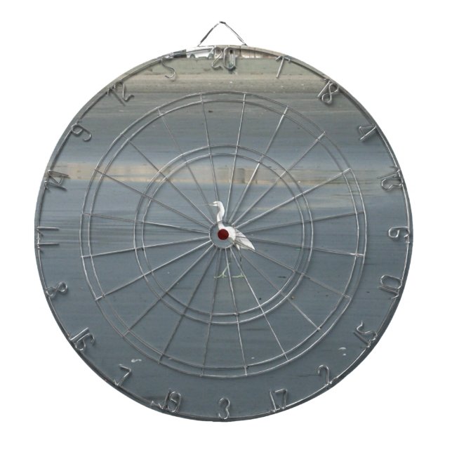 Tabla Dardos Pássaro Branco na Cinza Sand Beach Art Impressão (Frente)