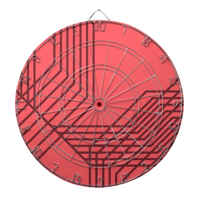 Tabla Dardos Pastel Red, simples, moderno, design geométrico (Frente)