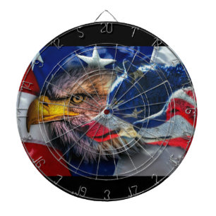 Tabla Dardos Patriótico da Bandeira do Lobo Bald Americano