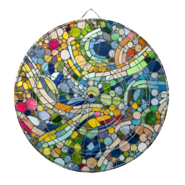 Tabla Dardos Pebbles - Arte Mosaica Colorida (Frente)