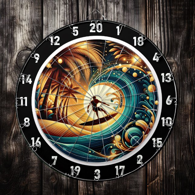 Tabla Dardos Peça de Arte de Ondas Sunset Surfer (Criador carregado)