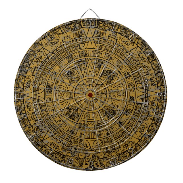 Tabla Dardos Pedra do Sol Azteca Envelhecida Calendário (Frente)