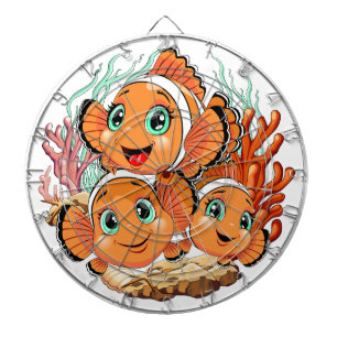 Tabla Dardos Peixe palhaço Desenho animado Fofo Família Subaquá
