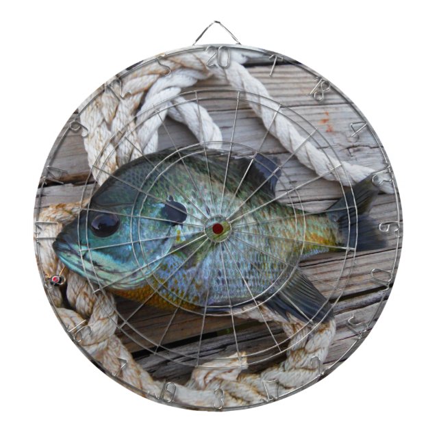 Tabla Dardos Peixes-Bluegill nas docas e cordas (Frente)