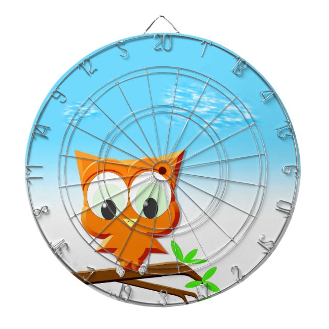 Tabla Dardos Pequena Coruja em um Ramo (Frente)