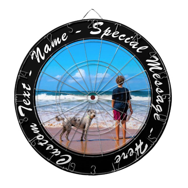 Tabla Dardos Personalizado a sua placa fotográfica e texto pers (Frente)
