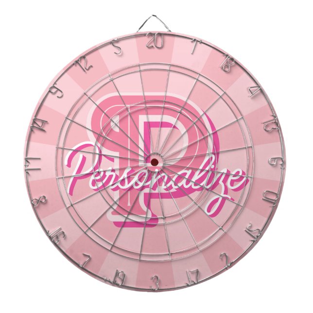 Tabla Dardos Personalizar Nome e Letra em Cor Rosa Pastel (Frente)