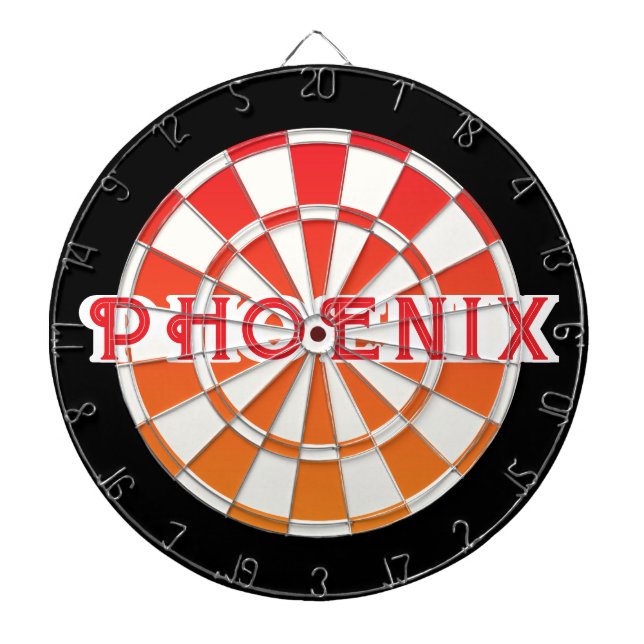 Tabla Dardos PHOENIX Texto vermelho em preto-e-branco vermelho (Frente)