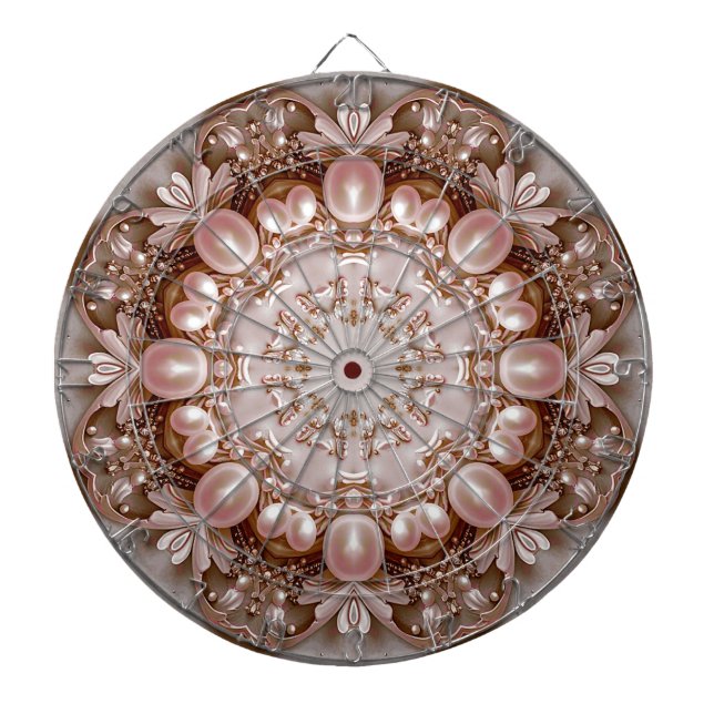 Tabla Dardos Pink Ornate Pearl and Floral Dartboard (Frente)