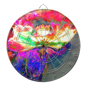 Tabla Dardos pintura floral cor-de-água rosa abstrato