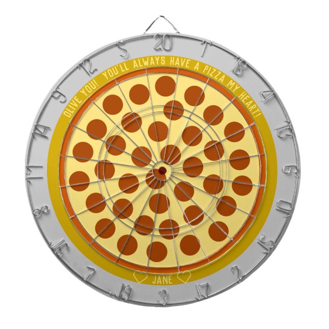 Tabla Dardos Pizza Puns Queijos Personalizados com Pepperoni (Frente)