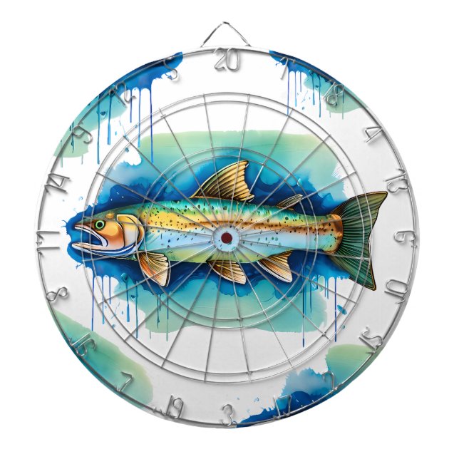 Tabla Dardos Placa Dart - Série Watercolor: Trout/Salmon (Frente)