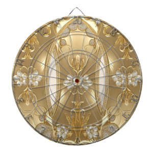 Tabla Dardos Placa de Arranque Floral do Ornamentado Dourado