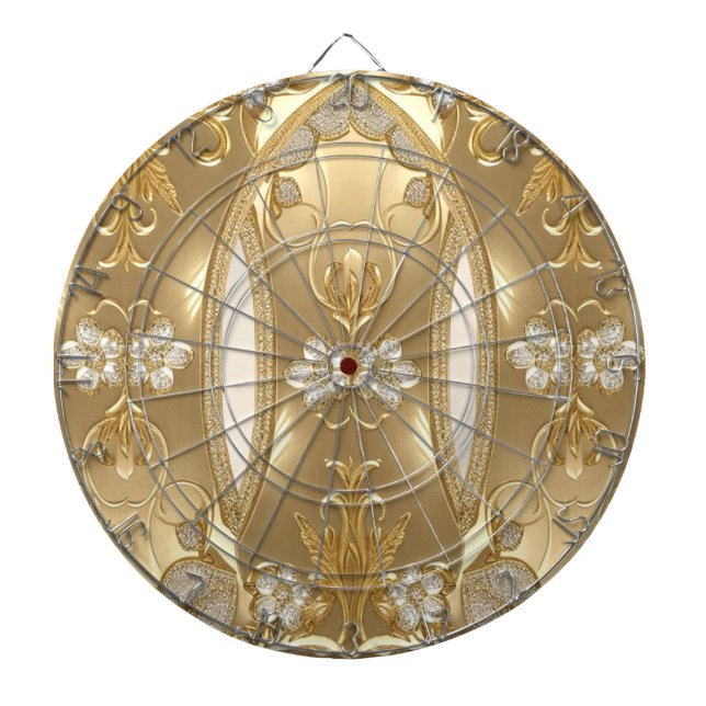 Tabla Dardos Placa de Arranque Floral do Ornamentado Dourado (Frente)