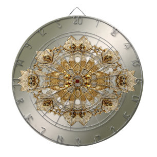 Tabla Dardos Placa de Arranque Floral do Ornamentado Dourado