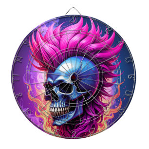 Tabla Dardos Placa de Arte do Crânio do Punk Flaming