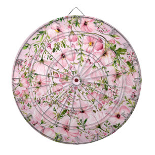 Tabla Dardos Placa de Arte Floral de Coração Rosa