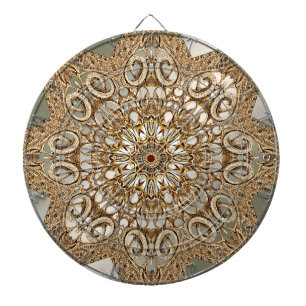 Tabla Dardos Placa de Arte Floral do Ornamentado Dourado Modern