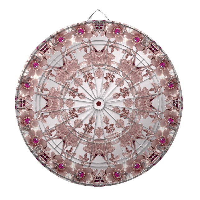 Tabla Dardos Placa de Arte Floral Rosa (Frente)