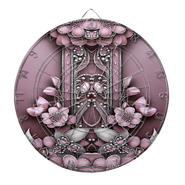 Tabla Dardos Placa de Arte Floral Rosa (Frente)