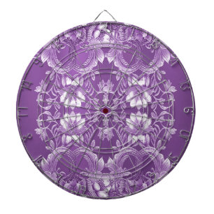 Tabla Dardos Placa de Arte Floral Roxa