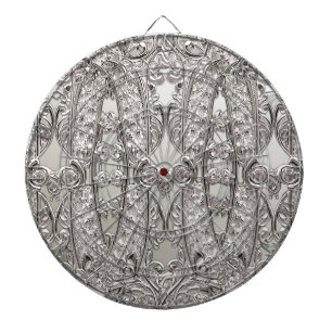 Tabla Dardos Placa de Arte Moderna do Ornamentado Prata