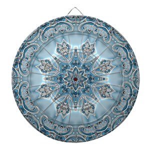 Tabla Dardos Placa de Reação Floral de Ornamentado Azul