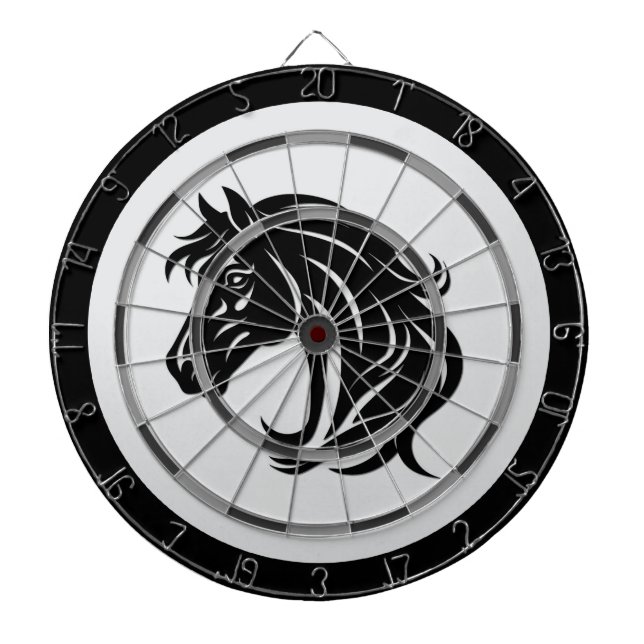 Tabla Dardos Placa de Regulamentação de Cabeça de Cavalo Preto  (Frente)