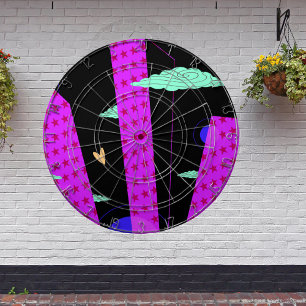 Tabla Dardos Pop Art Skyline Bright Pink Stars