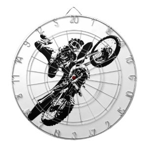 Tabla Dardos Pop de Arte Branca Negra Motocross Motorcyesporte
