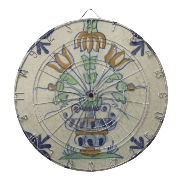 Tabla Dardos Pote De Flor Antiquado Com Azulejo Delft (Frente)