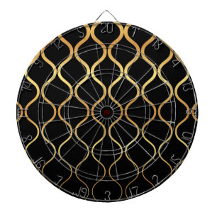 Tabla Dardos Preto, ouro, design abstrato legal, na moda, retro