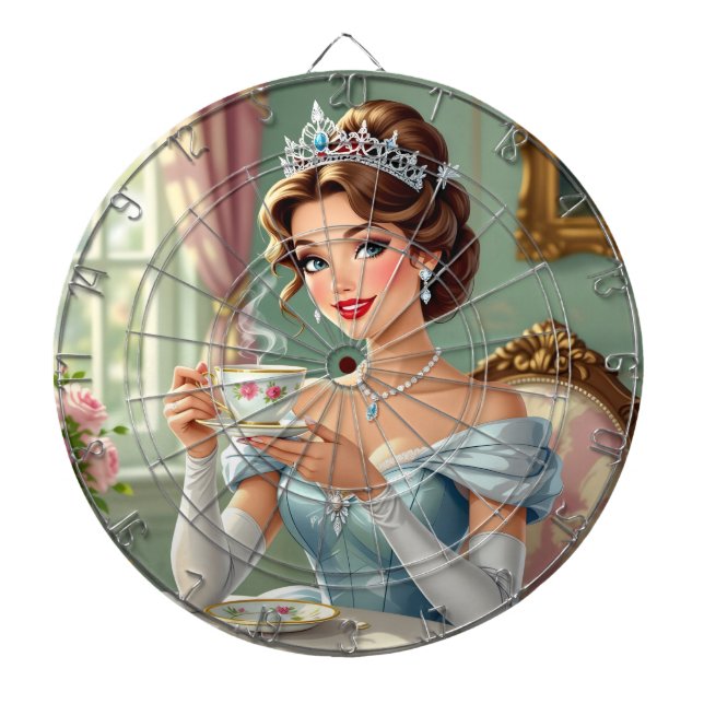 Tabla Dardos Princesa sofisticada com coroa e vestido elegante (Frente)
