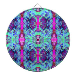 Tabla Dardos Psicodélico Verde e Padrão de Hibisco Azul