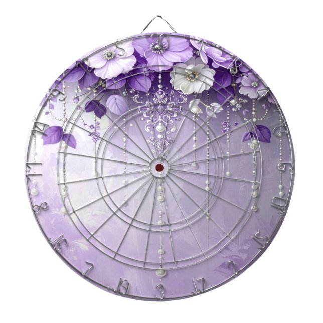Tabla Dardos Purple Flowers with Dangling Pearls Dartboard (Frente)