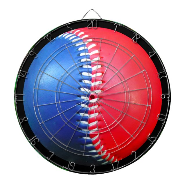 Tabla Dardos Quadro de dardos branco vermelho e azul de basebal (Frente)