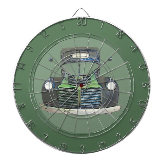 Tabla Dardos Quadro de Direção Antiquado de Caminhão de Aquarel (Frente)