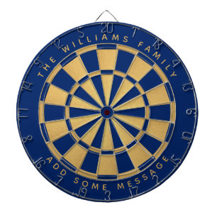 Tabla Dardos Real Blue Faux Dourado Nome Personalizado Geométri