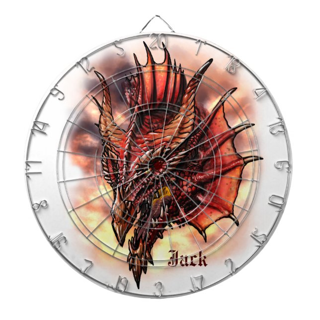 Tabla Dardos Red Dragon Fantasy Nome Personalizado Dart Board (Frente)