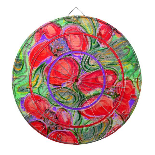 Tabla Dardos Red Flowers Art Fantasy Dartboard (Frente)