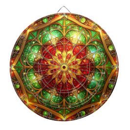 Tabla Dardos Red Green Decorative Floral Dartboard