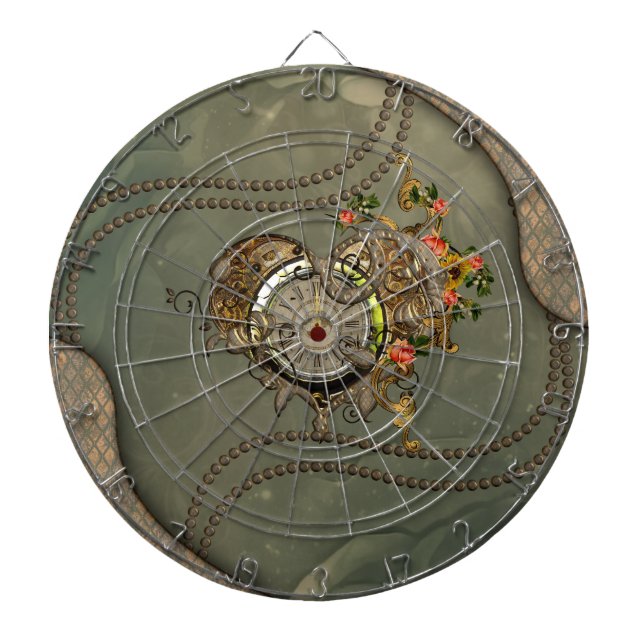 Tabla Dardos Relógio maravilhoso de steampunk (Frente)