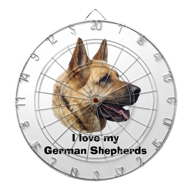 Tabla Dardos Retrato de cão German shepherd alsaciano (Frente)