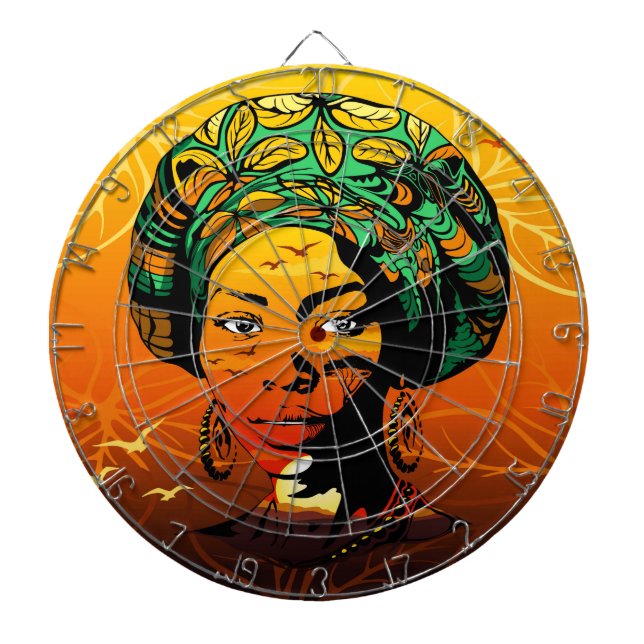 Tabla Dardos Retrato de Mulher Africana com Sunset (Frente)