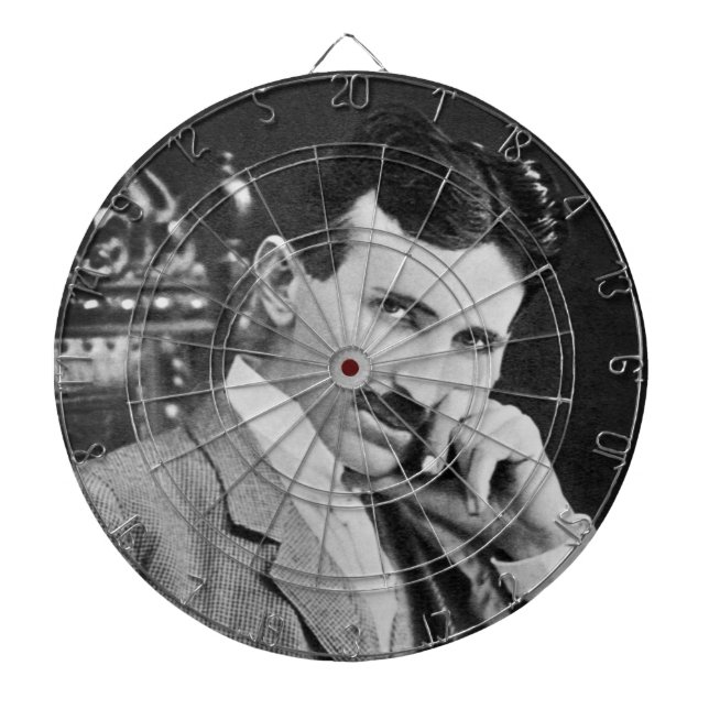 TABLA DARDOS RETRATO DE NIKOLA TESLA EM PRETO (Frente)